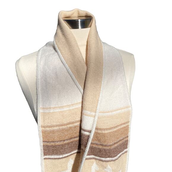 ALPACA CONNECTION Scarf Peru Alpaca Blend Fringe Neutral Western Tan Boho - Picture 3 of 13